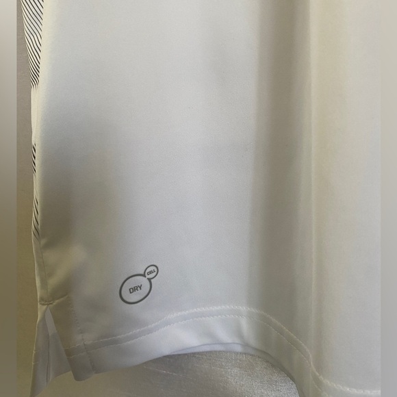 Puma Polo  Golf Shirt Dry Cell White with Blue Stripes Mens Lg - Picture 12 of 13